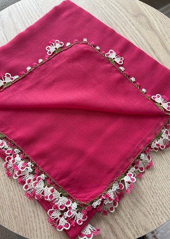 İğne Oyalı Detaylı Pembe Başörtüsü - Görsel 2