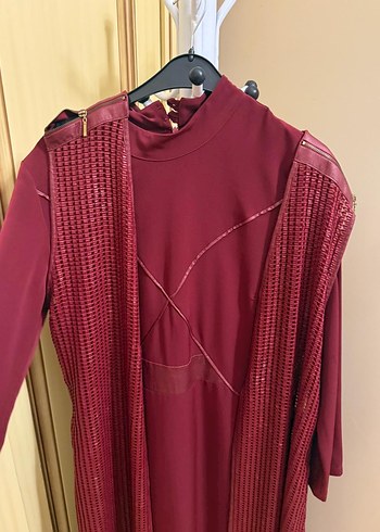 Bordo Uzun Kollu Kadın Elbise - Görsel 3