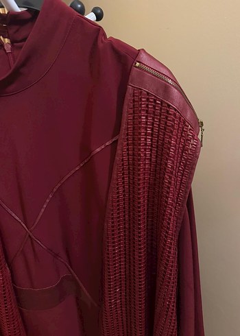 Bordo Uzun Kollu Kadın Elbise - Görsel 5