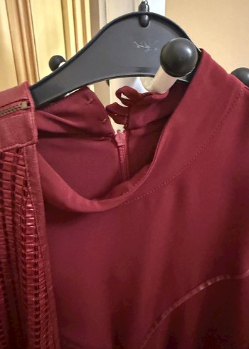 Bordo Uzun Kollu Kadın Elbise - Görsel 4