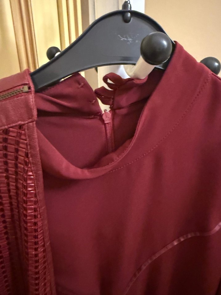 Bordo Uzun Kollu Kadın Elbise - Görsel 4