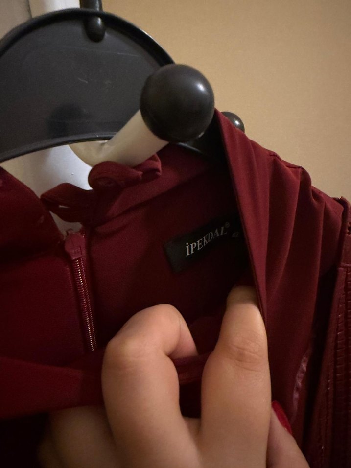 Bordo Uzun Kollu Kadın Elbise - Görsel 2