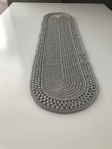  Beden HANDMADE OVAL RUNNER GÜMÜŞ GRİ