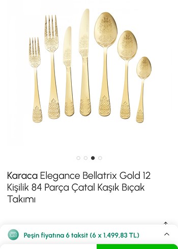 Beden altın Renk Karaca Elegance Bellatrix Gold 84 Parça Çatal Kaşık Bıçak Seti