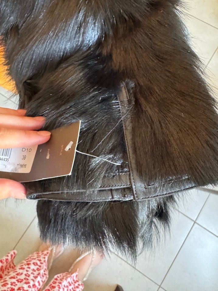 Kahverengi Deri ve Kürk Detaylı Midi Ceket - Görsel 2