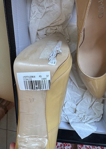 37 Beden Bej Rugan Stiletto Kadın Ayakkabı