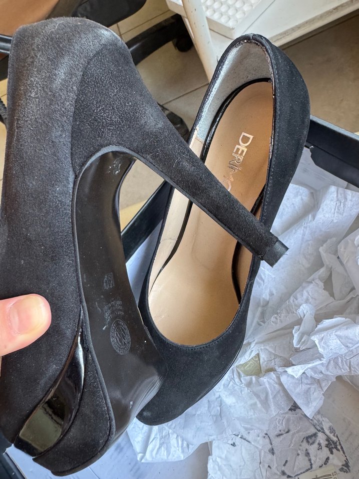 Siyah Süet Platform Topuklu Stiletto - Görsel 2