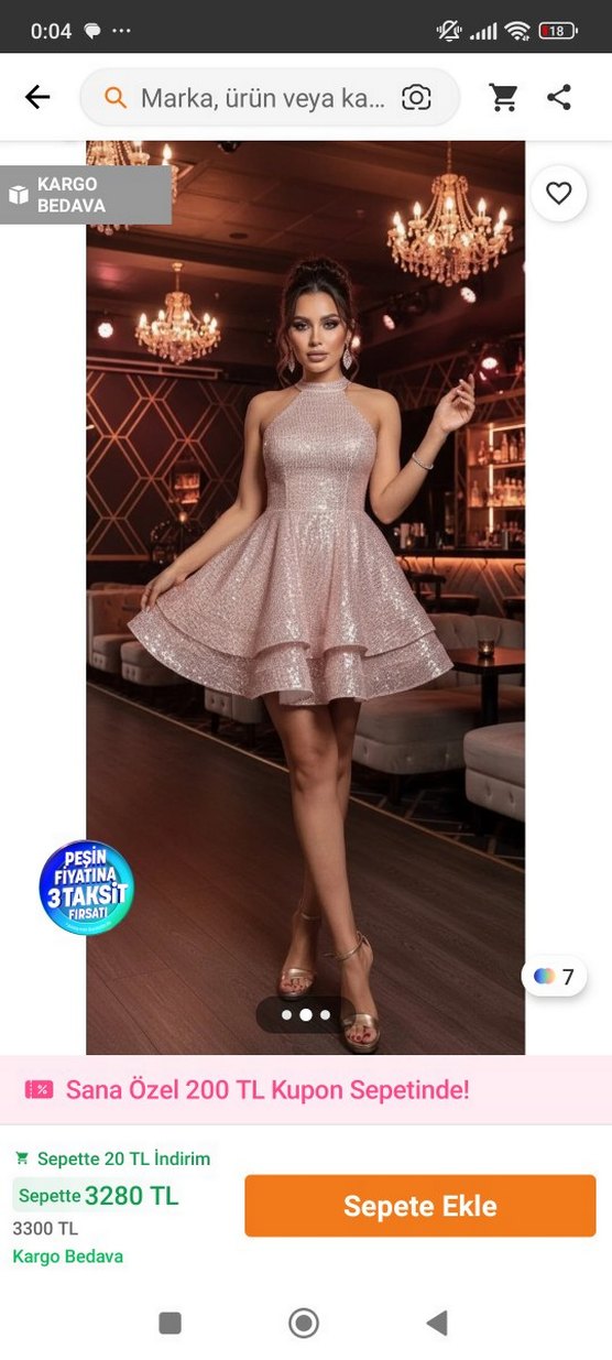 Pembe  Parlak Abiye Elbise - Görsel 2