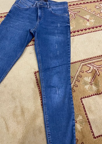 s Beden Kadın Mavi Bağcıklı Street Denim Pantolon