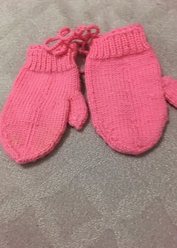Kız Çocuk Pembe Örgü Eldiven - Görsel 2