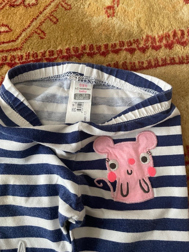 Kız Çocuk Renkli Pamuklu Tayt Seti - Görsel 4