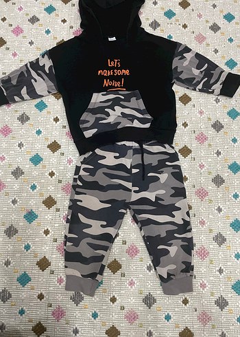 Kamuflaj Desenli Kapüşonlu Bebek Takımı - Görsel 6