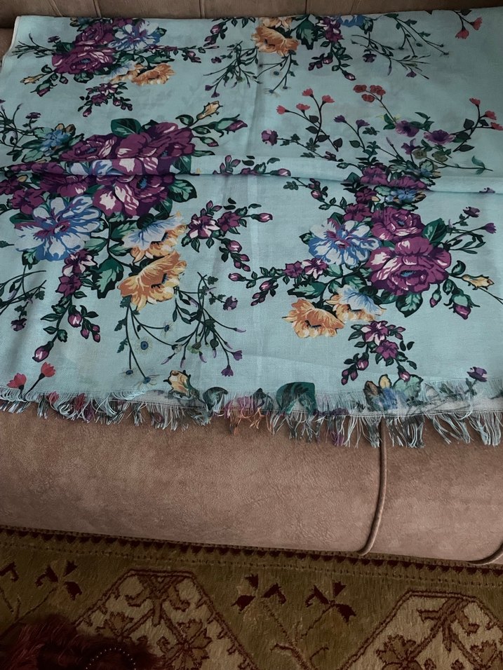 Çiçek Desenli Bohem Kadın  sıfır şal - Görsel 3