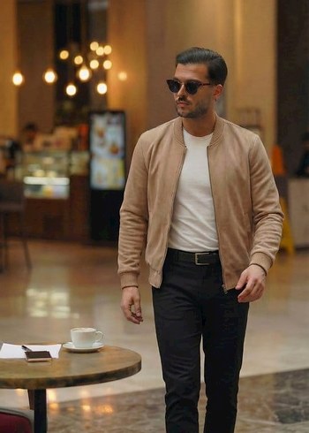 Erkek Scuba Süet Kumaş Bomber Hırka 3 Renk - Görsel 8