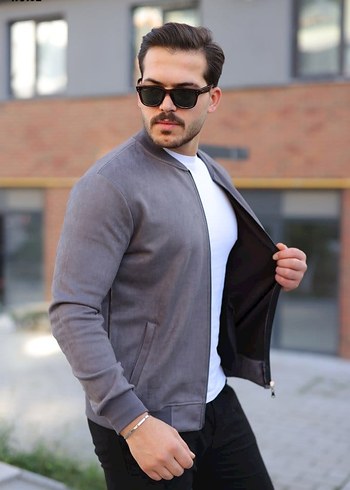 Erkek Scuba Süet Kumaş Bomber Hırka 3 Renk - Görsel 6