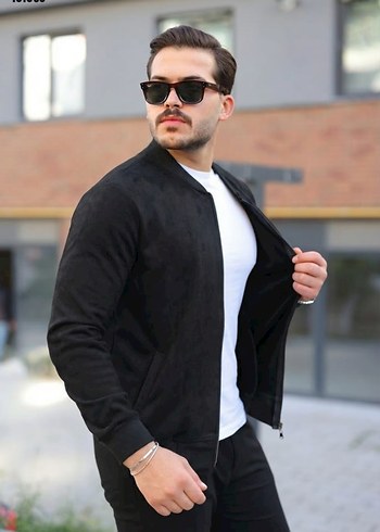 Erkek Scuba Süet Kumaş Bomber Hırka 3 Renk - Görsel 2