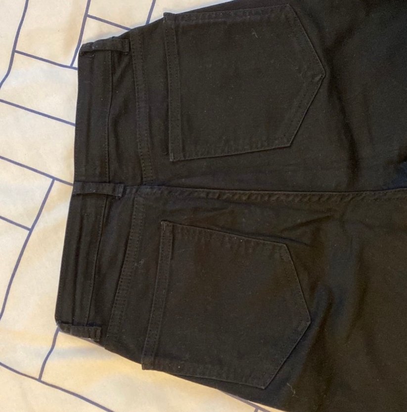 Düğmeli Siyah Kadın Kot  Pantolon - Görsel 2