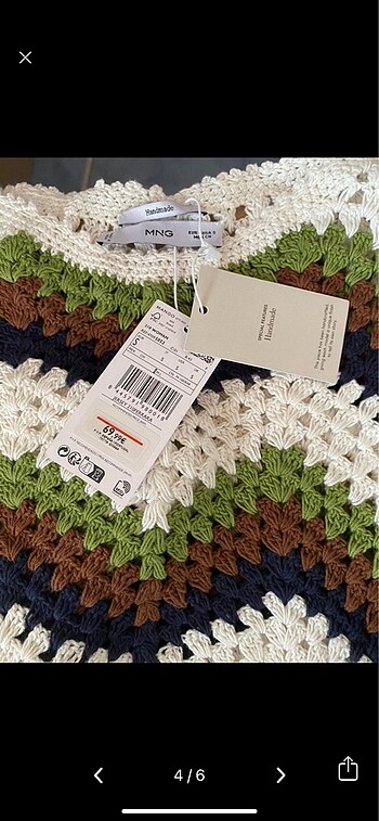 xs Beden çeşitli Renk mango tığ işlemeli koton kazak