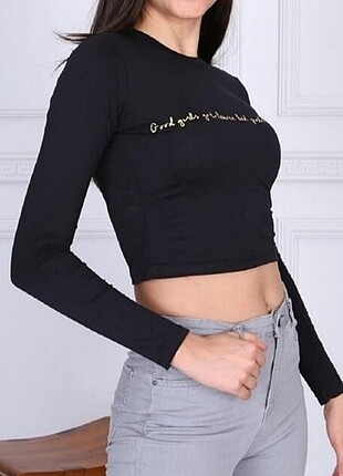 badi crop sm uyumlu parlak yazıli İNDİRİMLİ ETİKETLİ