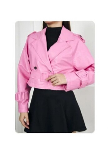 DERİ CEKET PEMBE OWERSİZE ETİKETLİ 1500TL DEN İNDİRİMLİ SON ÜRÜN