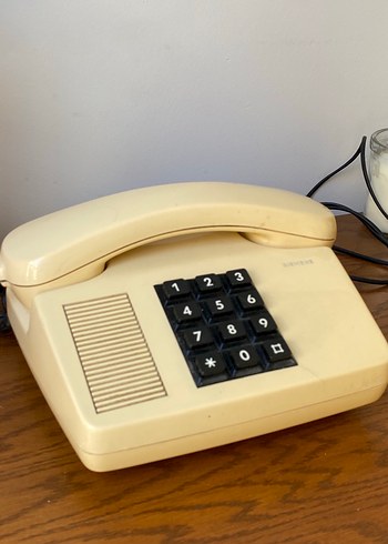Vintage Pastel Beyaz Kablolu Masa Telefonu