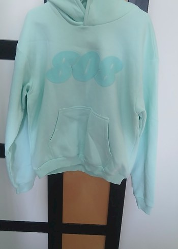 Mavi Baskılı Oversize Sweatshirt
