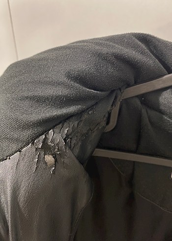 s Beden Siyah Deri Fermuarlı Kadın Ceket