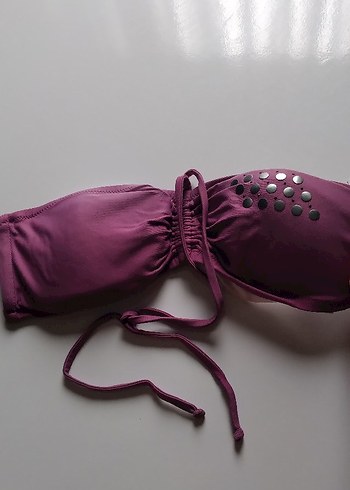 Mor Kemerli İnce Askılı Bikini Üstü
