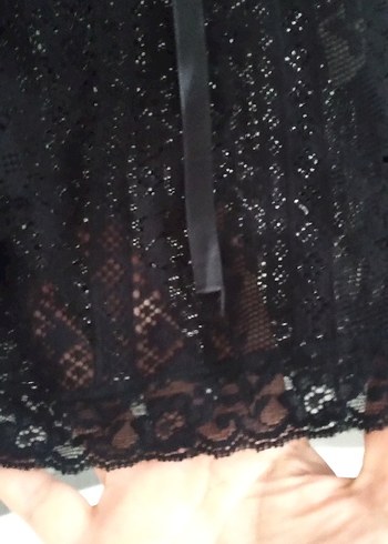 Dantel Detaylı Siyah V Yaka Uzun Kollu Bluz - Görsel 5