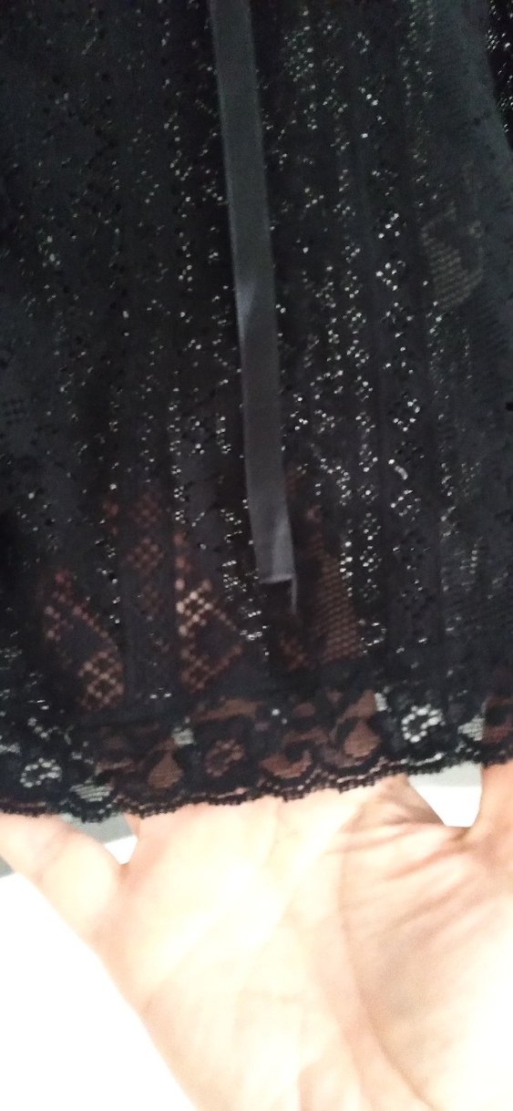 Dantel Detaylı Siyah V Yaka Uzun Kollu Bluz - Görsel 5