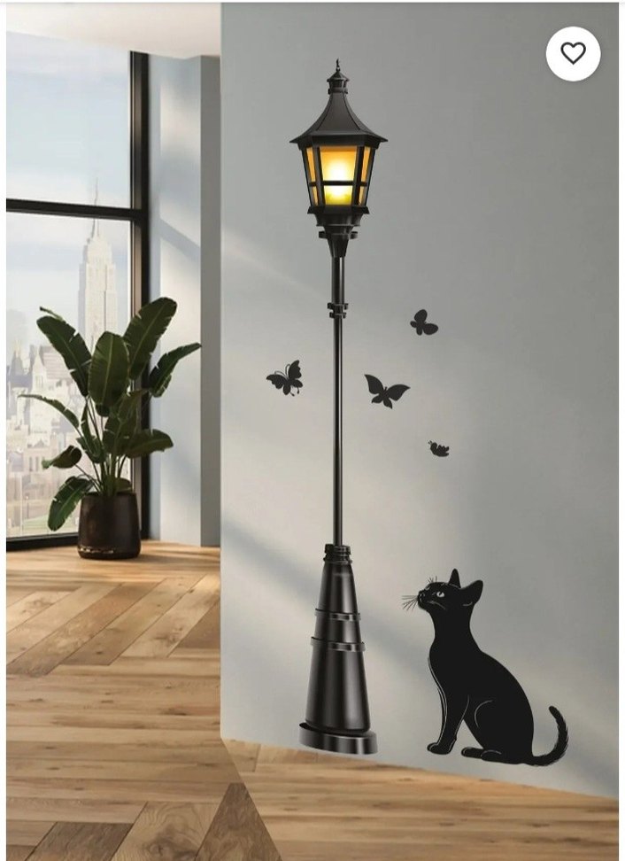 Siyah Kedi ve Fener Duvar Stickerı - Görsel 4