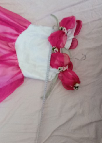 Pembe Drapeli Askılı Kız Çocuk abiye - Görsel 6