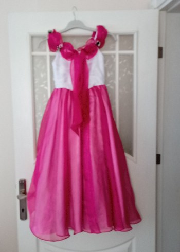 Pembe Drapeli Askılı Kız Çocuk abiye - Görsel 4