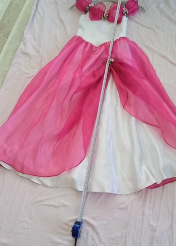 Pembe Drapeli Askılı Kız Çocuk abiye - Görsel 5