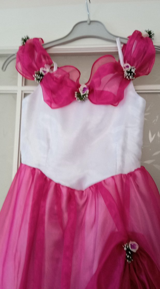 Pembe Drapeli Askılı Kız Çocuk abiye - Görsel 2