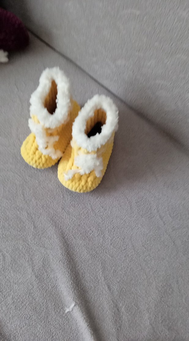 Kız Çocuk Sarı Örgü Sıcak Ev Terliği - Görsel 2