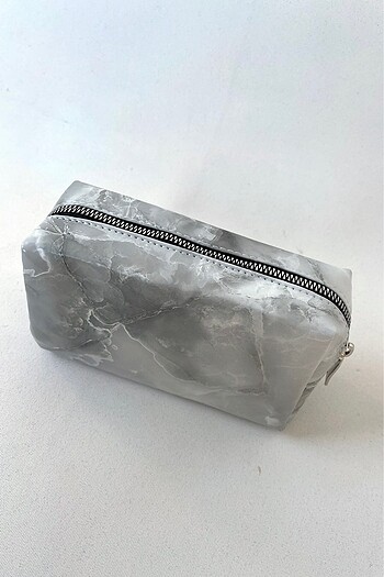 Mermer görünümlü makyaj çantası, kalemlik