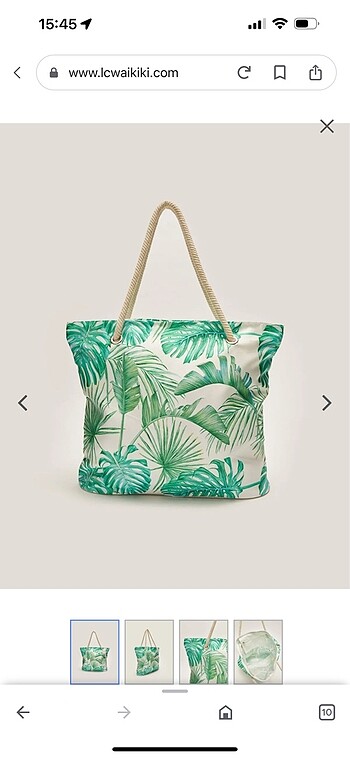 Yeşil palmiye plaj çantası