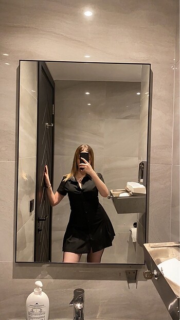 m Beden siyah Renk Yaka detaylı mini elbise