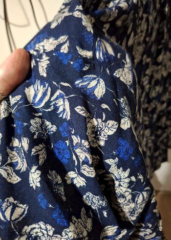 Mavi Pilili Midi Bohem Elbise - Görsel 4