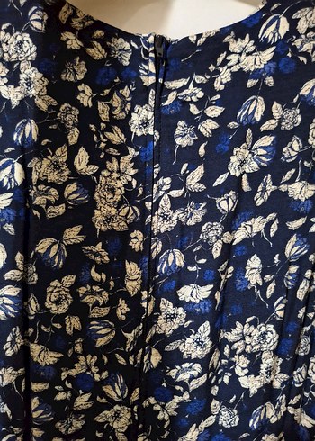 Mavi Pilili Midi Bohem Elbise - Görsel 2