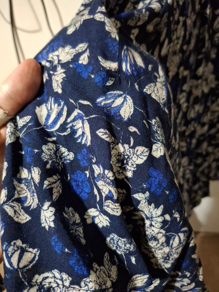 Mavi Pilili Midi Bohem Elbise - Görsel 4