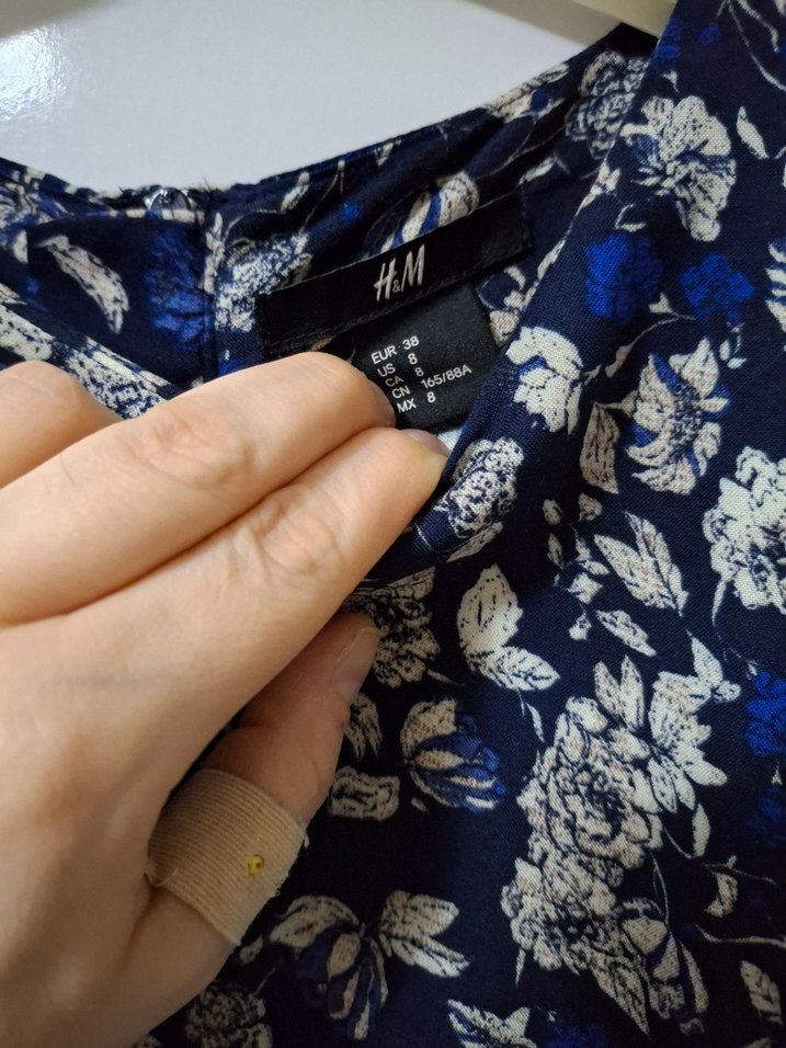 Mavi Pilili Midi Bohem Elbise - Görsel 3