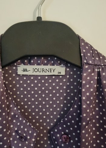 Mor Puantiyeli Bağlamalı V Yaka Kadın Gömlek - Görsel 2