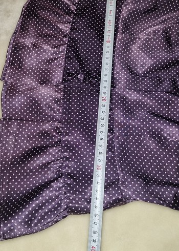 Mor Puantiyeli Bağlamalı V Yaka Kadın Gömlek - Görsel 6