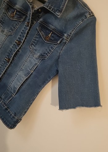 kısa kollu kot ceket - Görsel 2