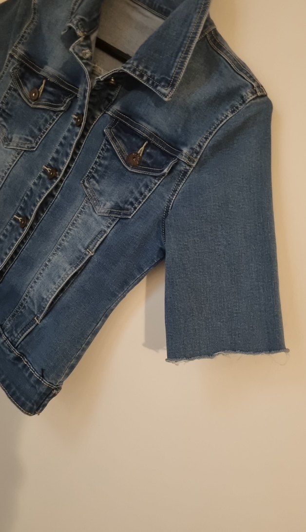 kısa kollu kot ceket - Görsel 2