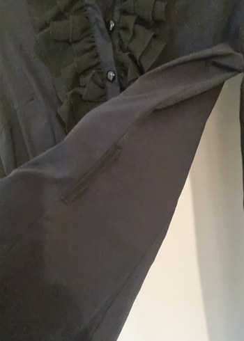 Adilışık Fırfırlı Siyah Gotik Kadın Gömlek - Görsel 5