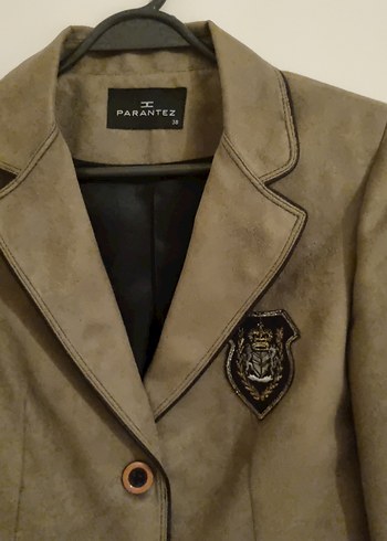 Bej / vizon renk Süet Düğmeli Kadın Blazer Ceket - Görsel 2