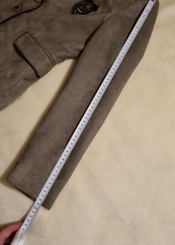 Bej / vizon renk Süet Düğmeli Kadın Blazer Ceket - Görsel 6